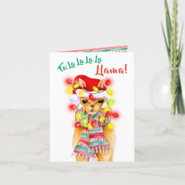 Cartão De Festividades Fa La La La La Llama! whimsy watercolor pattern