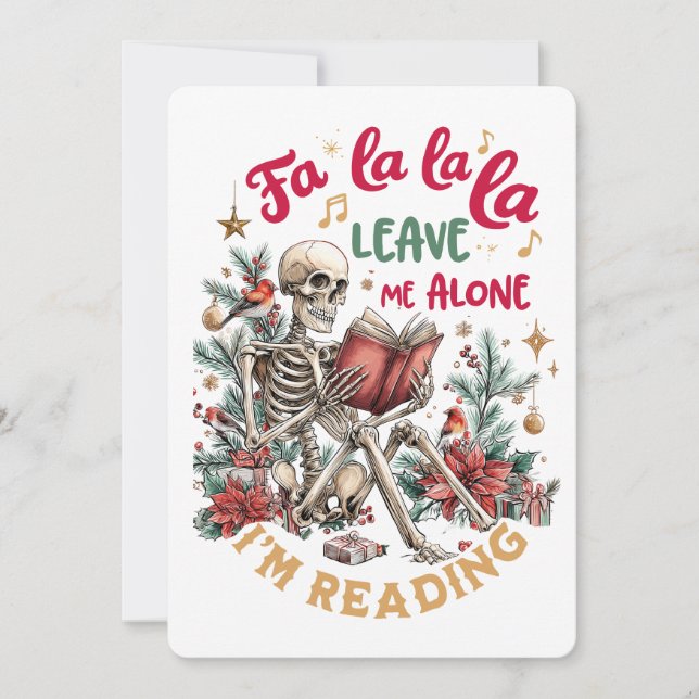Cartão De Festividades Fa La La La Me Deixe em Paz Estou Lendo (Frente)