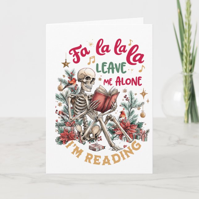 Cartão De Festividades Fa La La La Me Deixem Em Paz Estou Lendo (Frente)