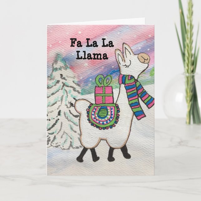 Cartão De Festividades Fa La La Llama Fun Modern Holiday Card (Frente)