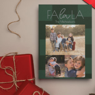 Cartão De Festividades Fa La La Quadrados Verdes 3 Foto Natal