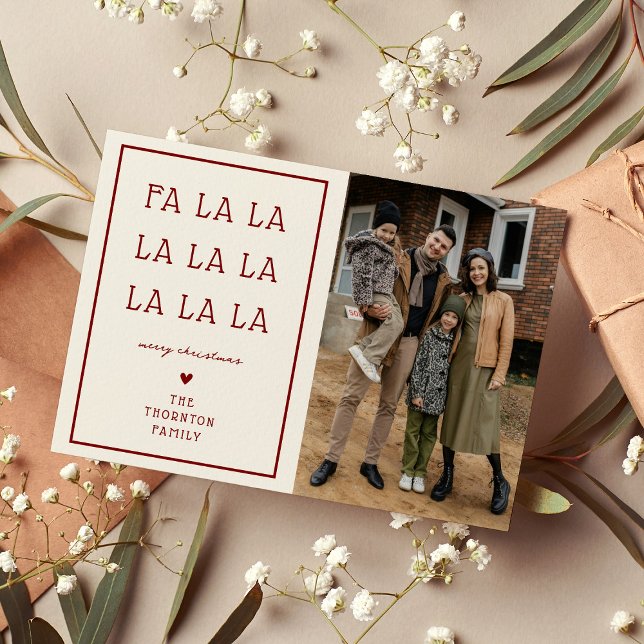 Cartão De Festividades FA LA LA Simple Photo Christmas (Criador carregado)