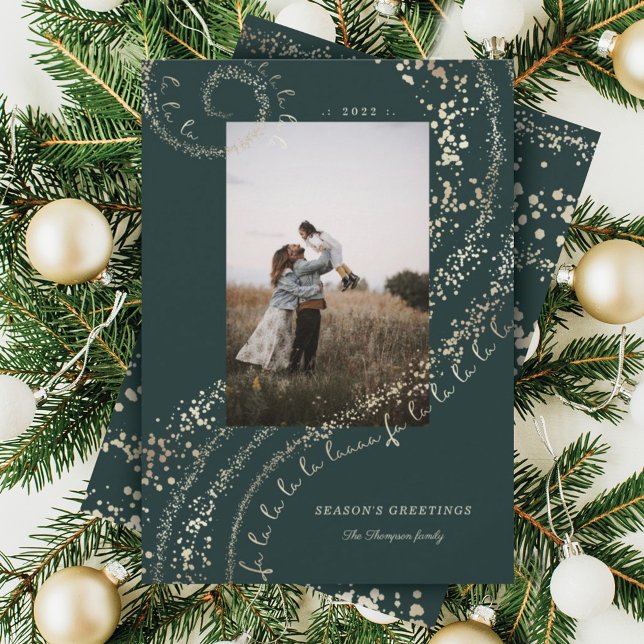 Cartão De Festividades Fa La Magical Dourado Christmas Carol Song 1 Foto (Criador carregado)