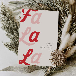 Cartão De Festividades Fa La Modern Pink & Red Xadrez Natal