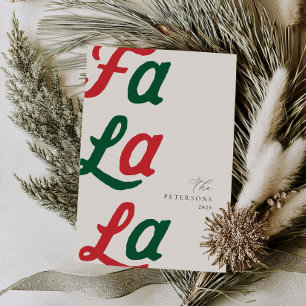 Cartão De Festividades Fa La Modern Red Retro Xadrez Natal