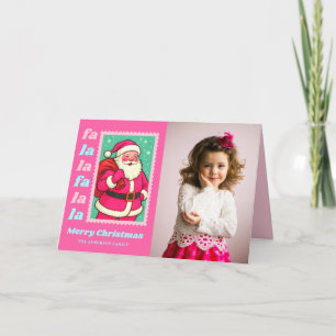 Cartão De Festividades Fa rosa La La Papais noeis Foto do Cartaz de Natal
