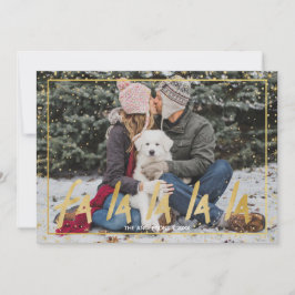 Cartão De Festividades Fa Vermelha e Dourada La La La La Snowy Natal