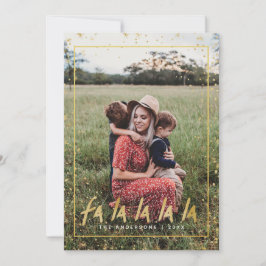 Cartão De Festividades Fa Vermelha e Dourada La La La La Snowy Natal