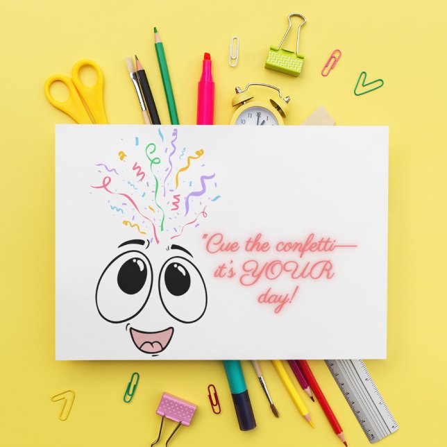 Cartão De Festividades Faça o confetti na placa de Aniversário de criança (Criador carregado)