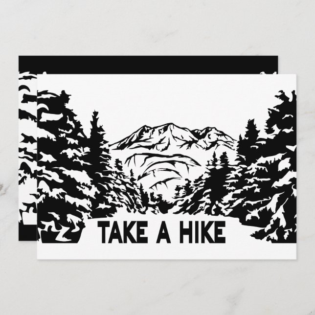 Cartão De Festividades Faça uma citação de Hike, paisagem monocromática d (Frente/Verso)
