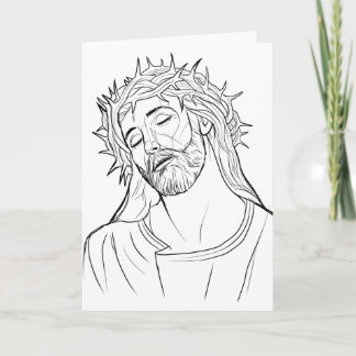 Cartão De Festividades Face of Jesus crown of thorns