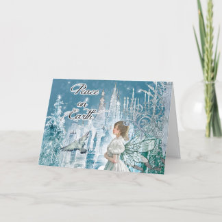 Cartão De Festividades Fada, Castelo, Dove Peace no Natal