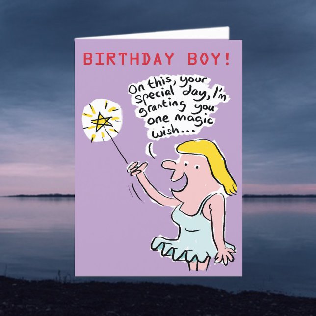 Cartão De Festividades Fada dá um desejo mágico. Rude Birthday (Criador carregado)