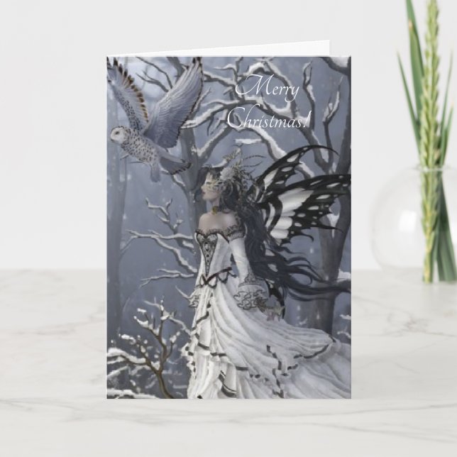 Cartão De Festividades fada de borboleta de inverno (Frente)