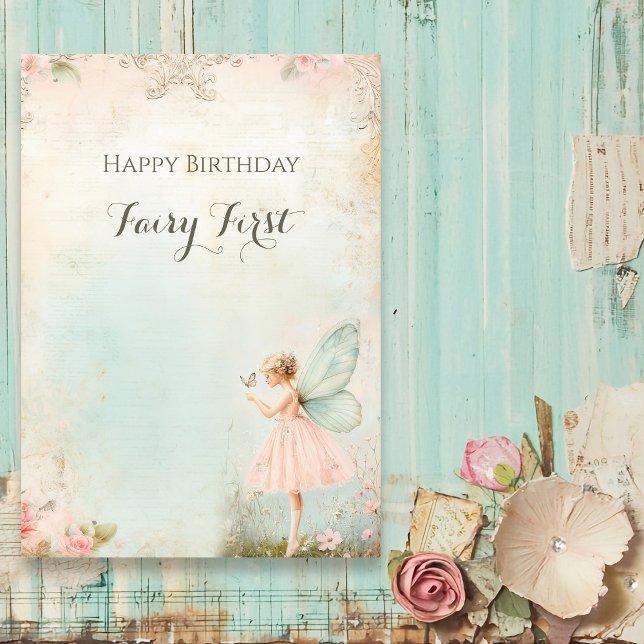 Cartão De Festividades Fada de flores Aniversário (Criador carregado)