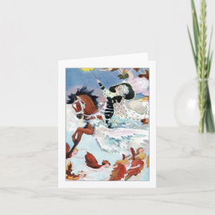 Cartão De Festividades Fada de Inverno Vintage com Anjos Saudação de Feri