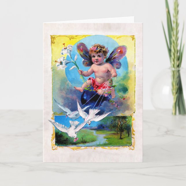 Cartão De Festividades Fada de Páscoa de queda (Frente)