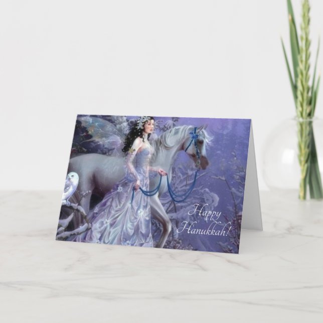 Cartão De Festividades fada do inverno com cavalo (Frente)