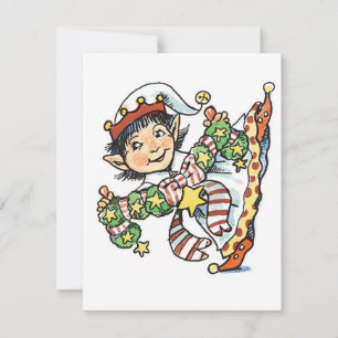 Cartão De Festividades Fada Feliz Fofo Dançando, Desenho Animado de Natal