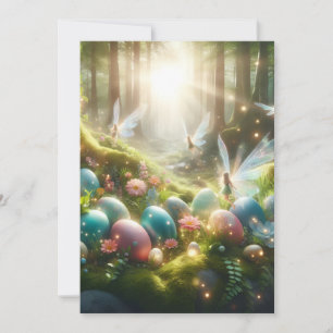 Cartão De Festividades Fadas da Floresta Mística Ovos Mágicos da Primaver
