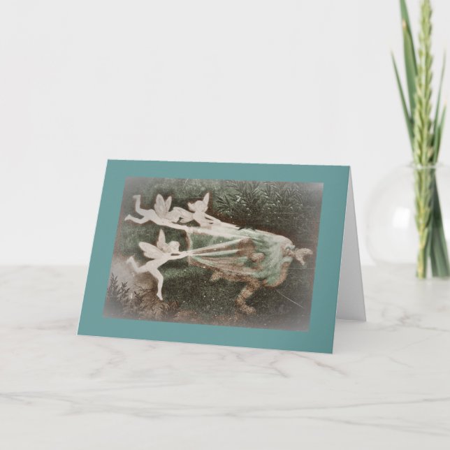 Cartão De Festividades Faeries Catching Nisse (gnomo) (Frente)