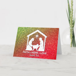 Cartão De Festividades FAIE ESPERA AMOR Glitter Natal Cristão