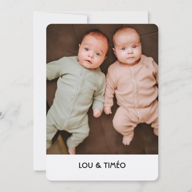 Cartão De Festividades Faire-Part de naissance jumeaux Kraft  (Frente)