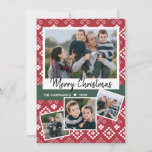 Cartão De Festividades Fairisle Nordic Christmas Collage<br><div class="desc">Cartão de colagem de fotos da família Fairisle, estrela de Natal nórdica, com quatro fotos a cores de cheio. Padrão vermelho e branco festivo com sotaque verde na frente e atrás. Personalize a mensagem de "Feliz Natal" com uma de suas, com bastante espaço disponível para fotos e texto adicionais, conforme...</div>