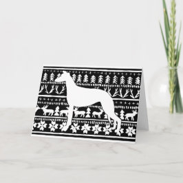 Cartão De Festividades Fairisle Sighthound  Christmas Linocut