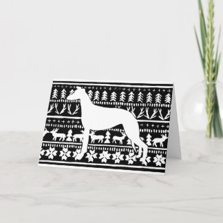 Cartão De Festividades Fairisle Sighthound Christmas Linocut
