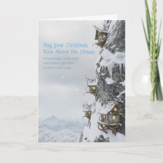 Cartão De Festividades Fairy Homes on the Cliff Folded