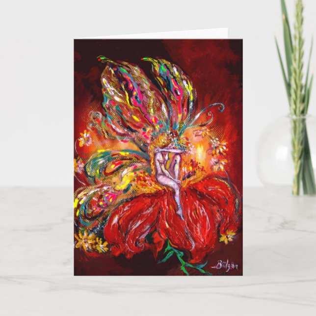 CARTÃO DE FESTIVIDADES FAIRY IN RED (Frente)