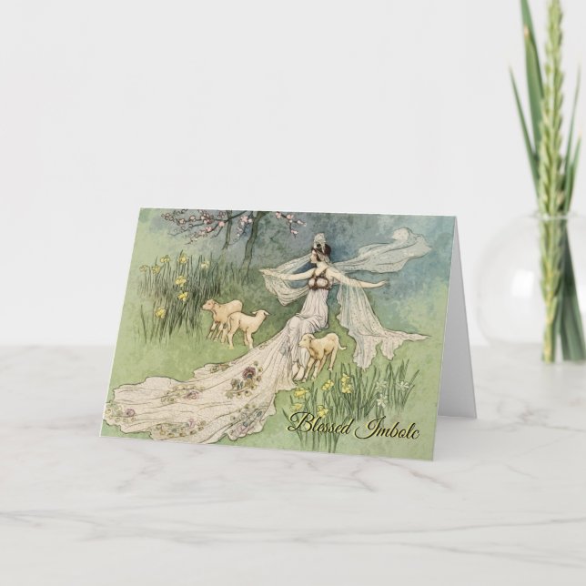 Cartão De Festividades Fairy Queen & Her Lambs Imbolc Greeting Card (Frente)