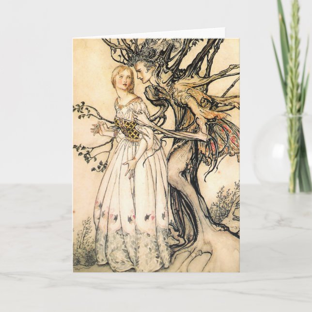Cartão De Festividades Fairytale Princess and Tree Elf Greeting Card (Frente)