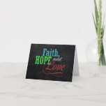 Cartão De Festividades Faith Hope and Love Chalkboard Christmas Christian<br><div class="desc">Share your inspirational greeting of Faith,  Hope and Love this holiday season with this faux charcoal gray chalkboard style background with colorful red,  green and blue typographic design.
A great family greeting for school age children or anyone into handmade looking styles. Design Copyright © CuteComfy.com</div>