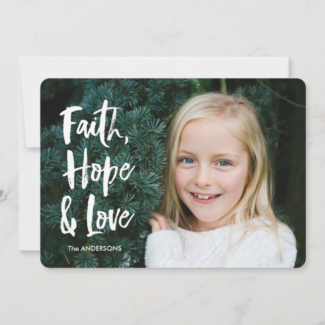 Cartão De Festividades Faith Hope Love Christmas Card (Frente)