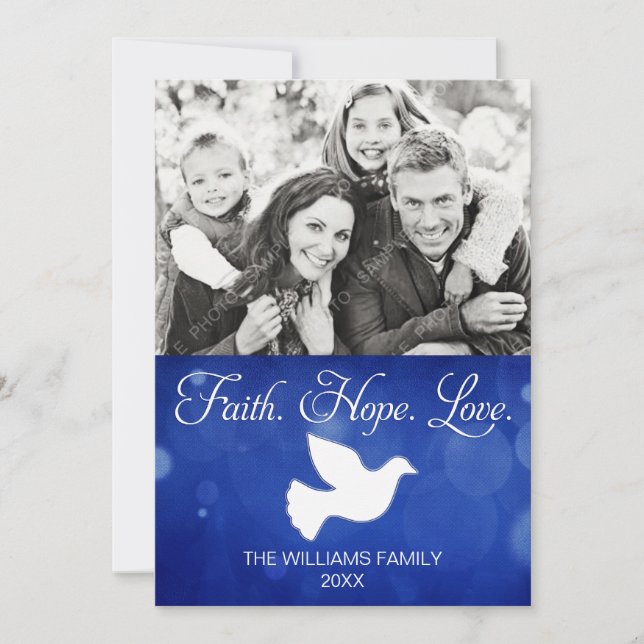Cartão De Festividades Faith Hope Love Christmas Dove Photo Card (Frente)