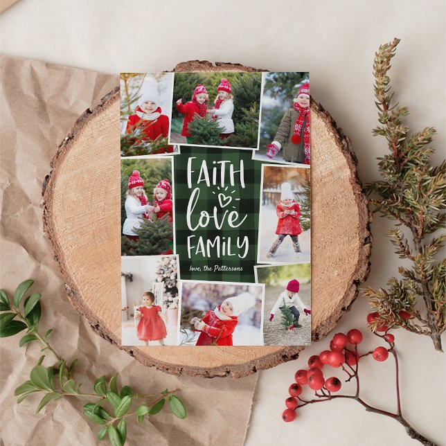 Cartão De Festividades Faith Love Family | Colagem de Fotografias Múltipl (Criador carregado)
