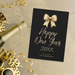 Cartão De Festividades Faixa Brilhante Feliz Ano Novo Fundo Preto