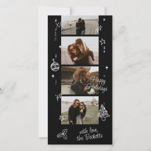 Cartão De Festividades Faixa de Filme Natal Retrô Doodle