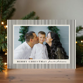 Cartão De Festividades Faixas Pretas Modernas Feliz Natal 2 Fotos