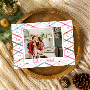Cartão De Festividades Falala Pastel Checkered Pattern Foto de Natal