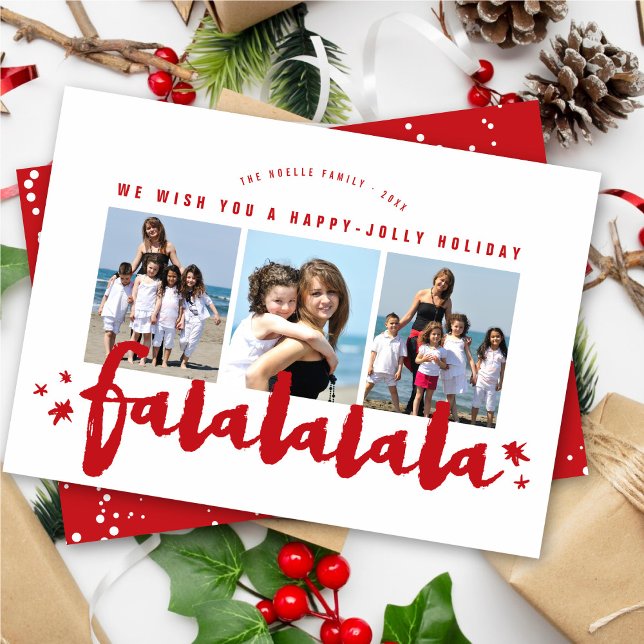 Cartão De Festividades Falalalala Brush Script Stars Colagem de Fotos Mod (Criador carregado)