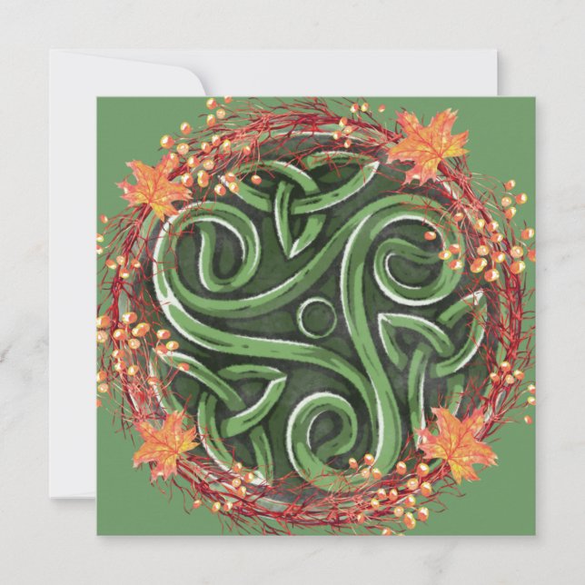 Cartão De Festividades Fall Equinox Mabon Celtic Triskelion Harvest (Frente)