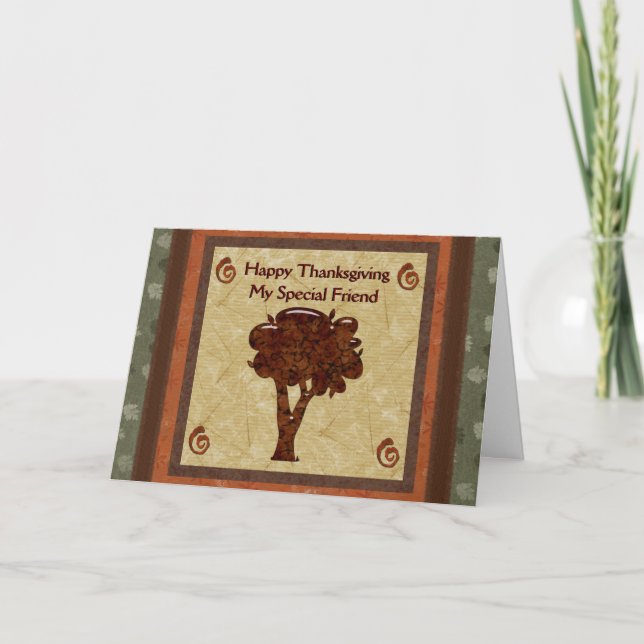 Cartão De Festividades Fall Greetings Tree Leaves Thinking Of You Friend (Frente)
