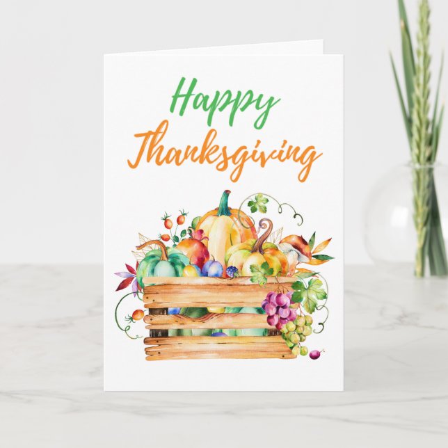 Cartão De Festividades Fall Harvest Basket Thanksgiving Greeting Card (Frente)