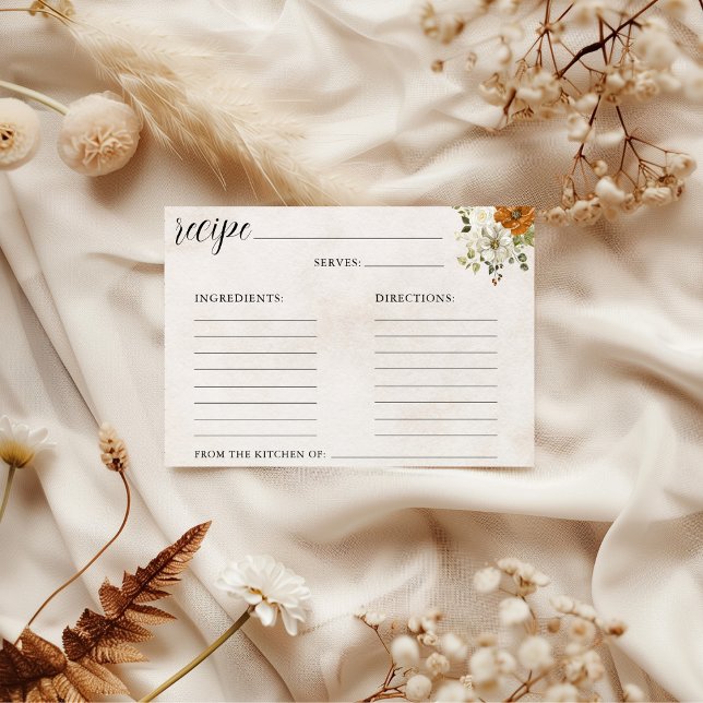 Cartão De Festividades Fall in Love | Bridal Shower Recipe Card (Criador carregado)