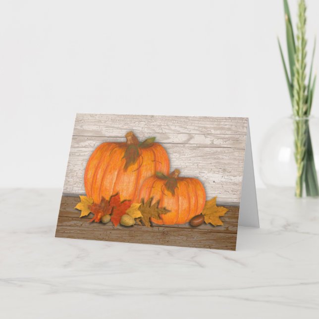 Cartão De Festividades Fall Pumpkins Thanksgiving Card (Frente)