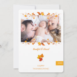 Cartão De Festividades Família Agradecida e Abençoada Foto Dia de Ação de