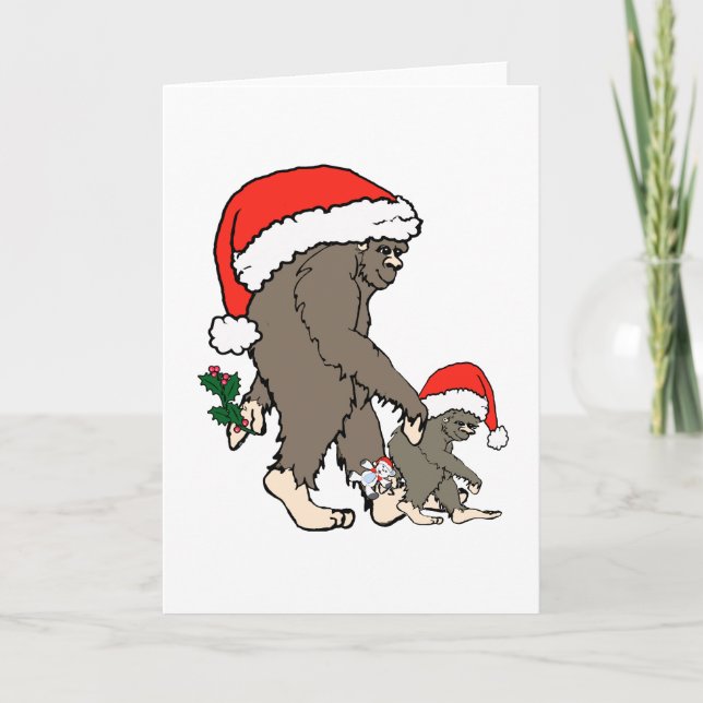 Cartão De Festividades Família Bigfoot Natal (Frente)